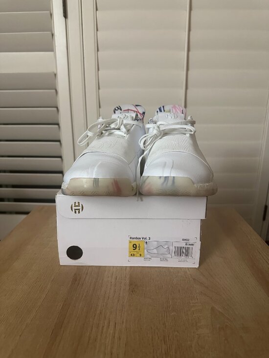 Adidas Harden Vol. 3 Doodle Men\'s Shoe Size 9.5 White/Ivory, Indoor Worn Once